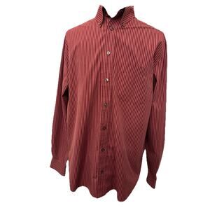 Eddie Bauer Button Down Shirt Mens Large Tall Red Long Sleeve  Cotton